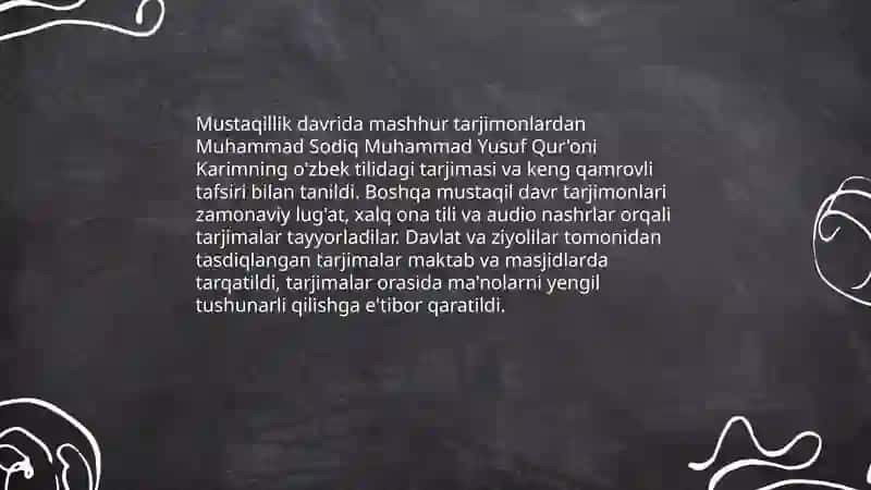 Mustaqillik yillarida Qur'onning o'zbek tilida tarjima qilinishi va tafsirlari 4