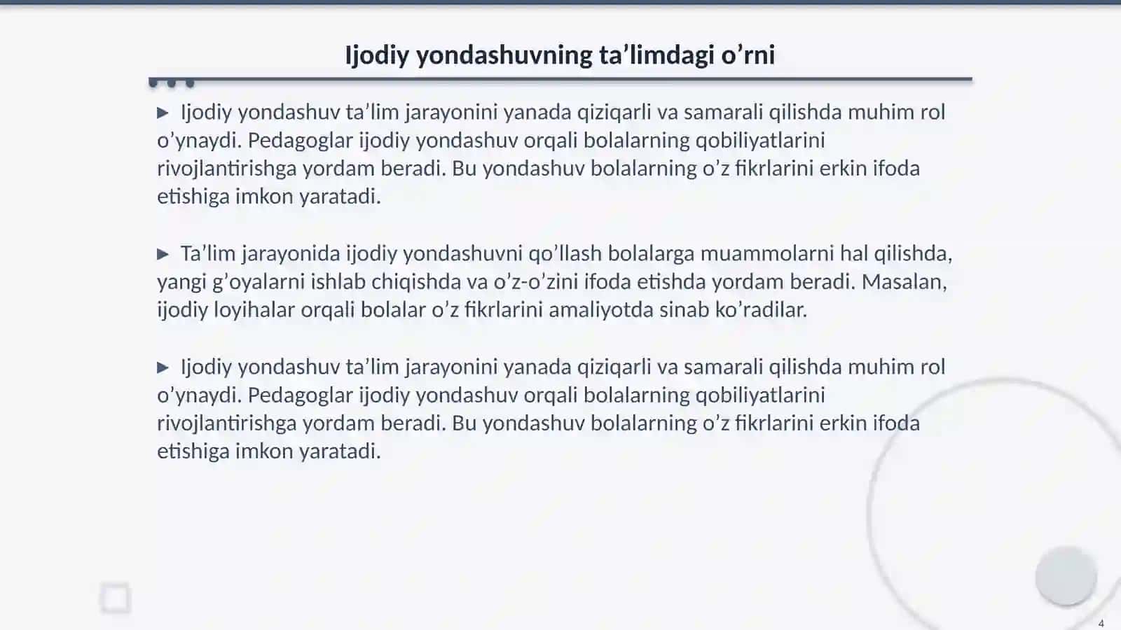 Davlat va nodavlat maktabgacha taʼlim tashkilotlari va pedagoglarning ish hujjatlarini yuritishda ijodiy yondashuv asosida rasmiylashtirish tartibi 4