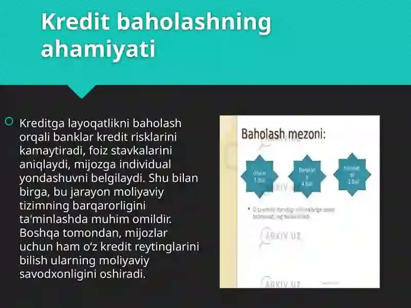 Mijozlar kreditga layoqatligini baholash xorij tajribasi 4