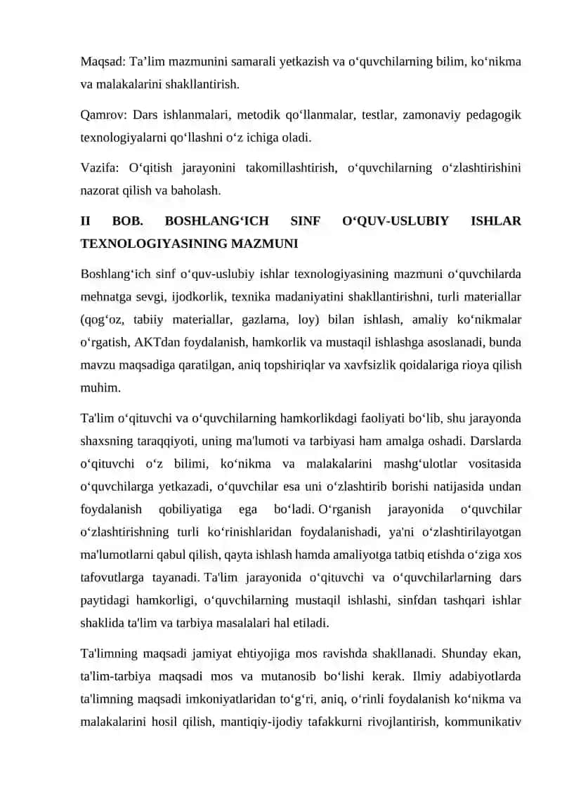Boshlang‘ich Sinf O‘quv-Uslubiy Ishlar Texnologiyasi 4