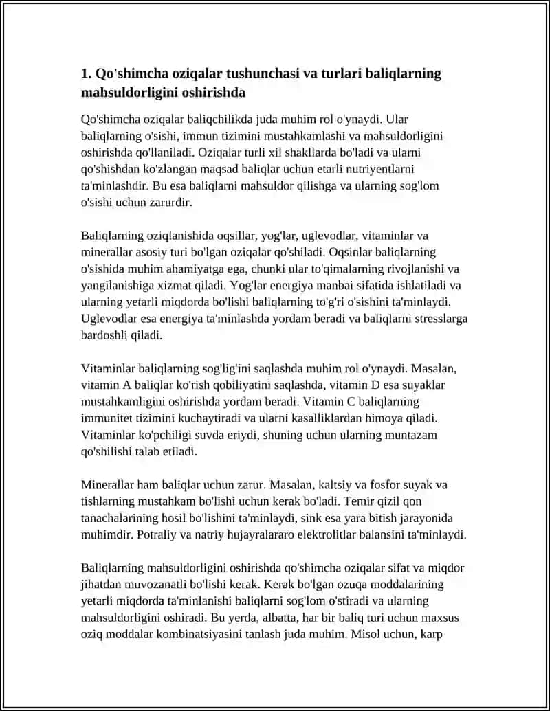 BALIQLARNI MAHSULDORLIGINI OSHIRISHDA QO'SHIMCHA OZIQALAR 4