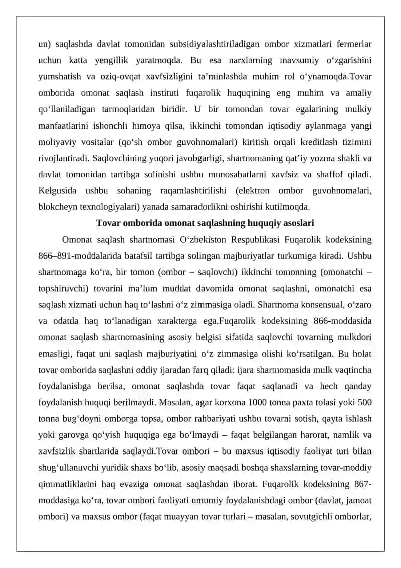 Tovar omborida omonat saqlash 4