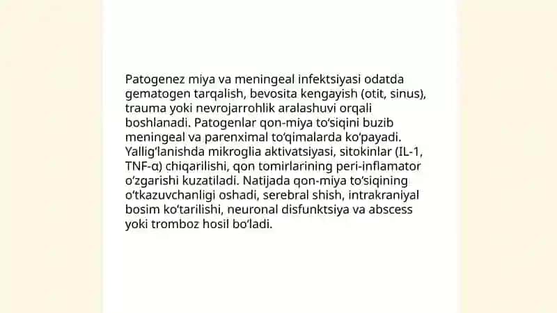 Meningoensefalitni kelib chiqishi, sabablari va zamonaviy davolash usullari 4