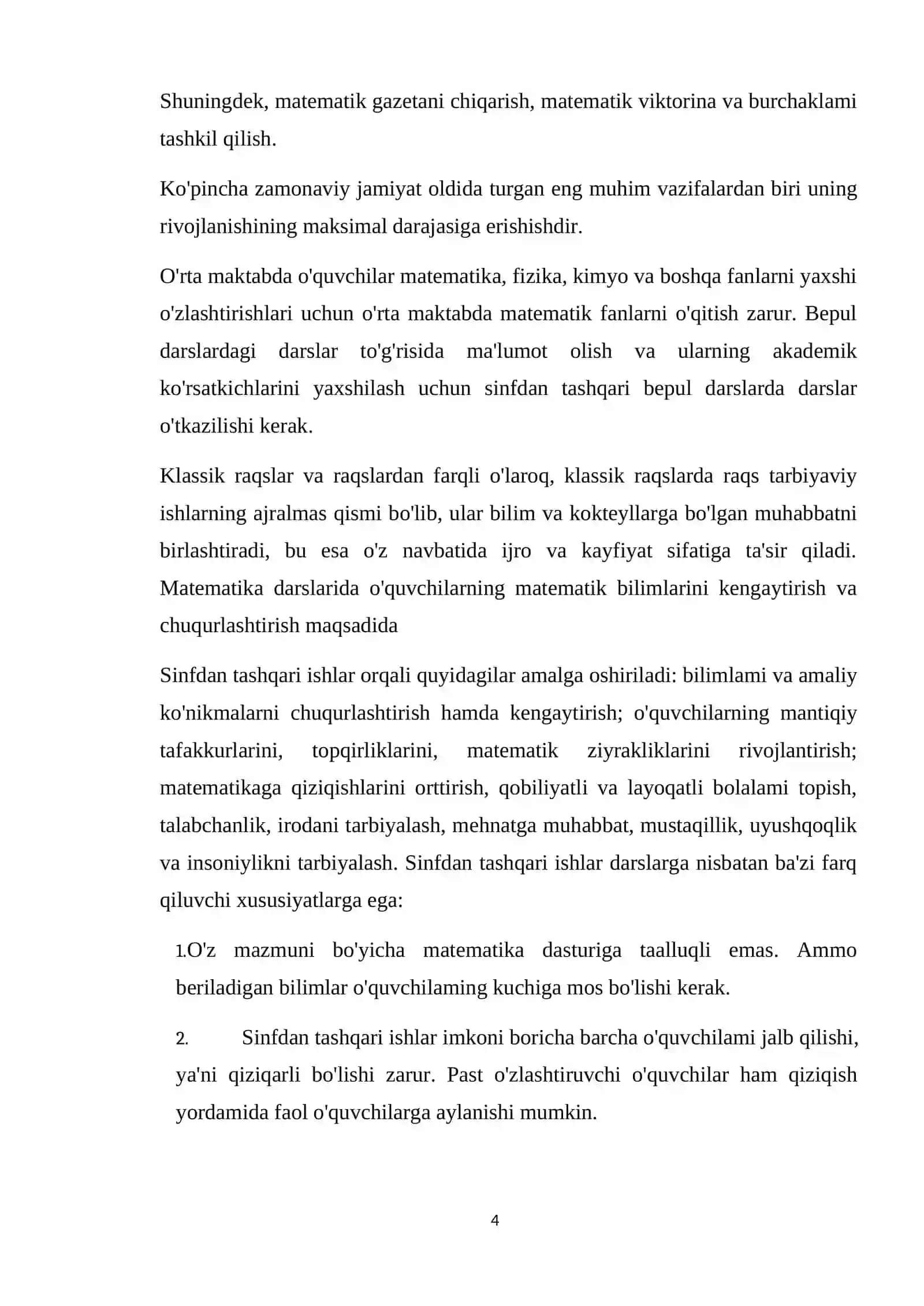 Sinfdan tashqari ishlar tashkil etish 4