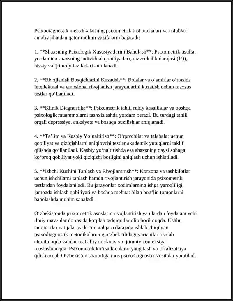 PSIXODIOGNOSTIK METODIKALARNING PSIXOMETRIK ASOSLARI 4