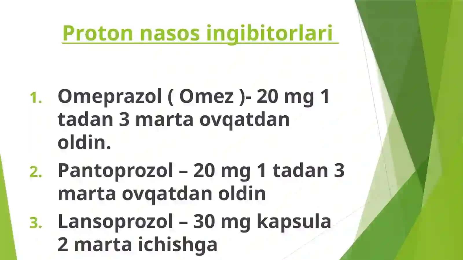 Gastroenterologiyada ishlatiladigan dorilarni to'plami va dozalari 4