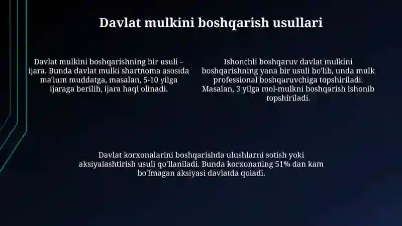 Davlat mulkini xususiylashtirish va boshqarish-iqtisodiyotni tartibga solish vositasi 4