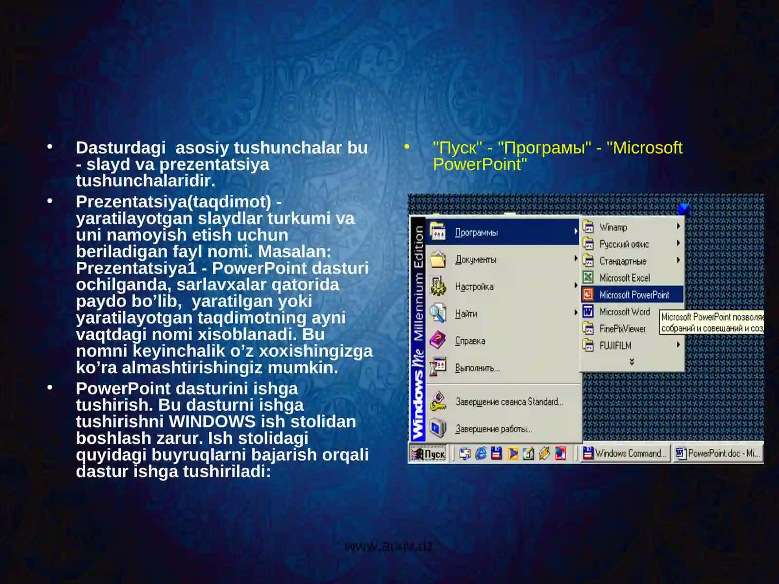 Power point dasturining asosiy elementlari 4
