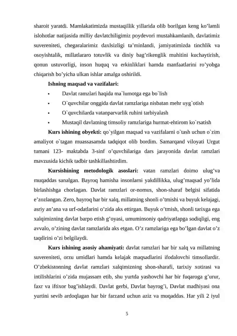 Davlat ramzlariga mehr uyg’otishga doir talablarni tashkil etish 4