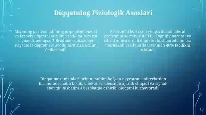 Diqqat haqida tushuncha. Uning merv fiziologik asoslari 4