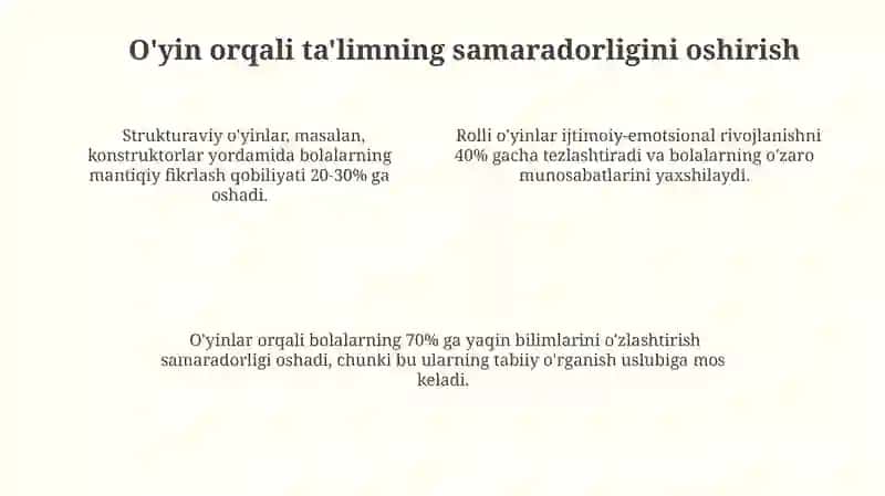 O'yinning maktabgacha ta’lim tashkiloti pedagogik jarayonidagi o‘rni va ahamiyati 4