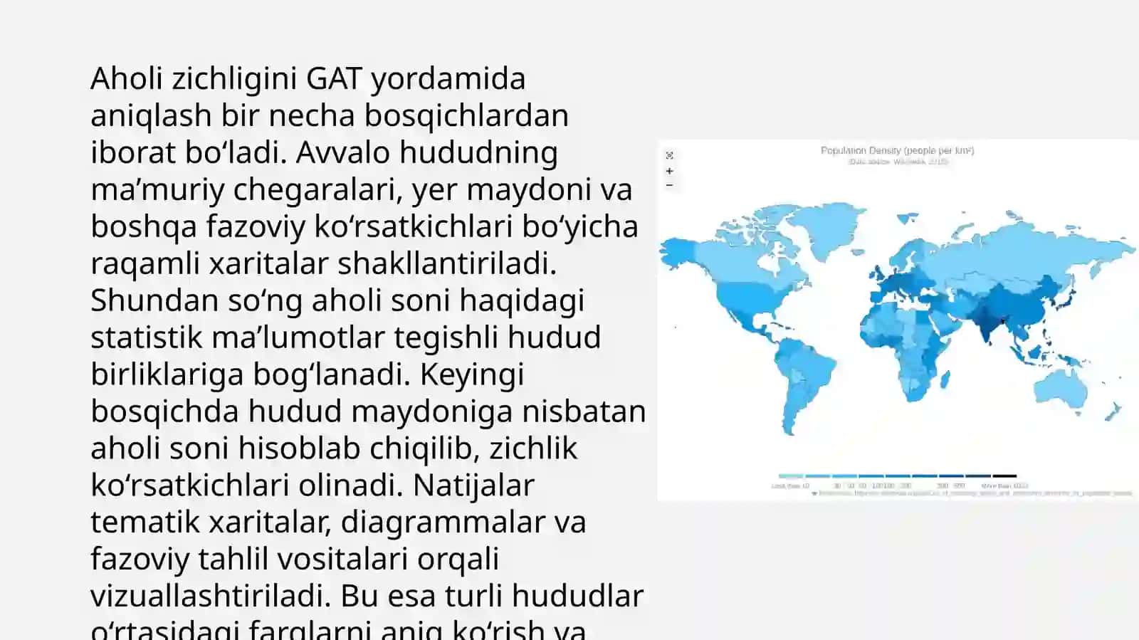 Aholi zichligini aniqlash va tahlil qilishda GAT 4