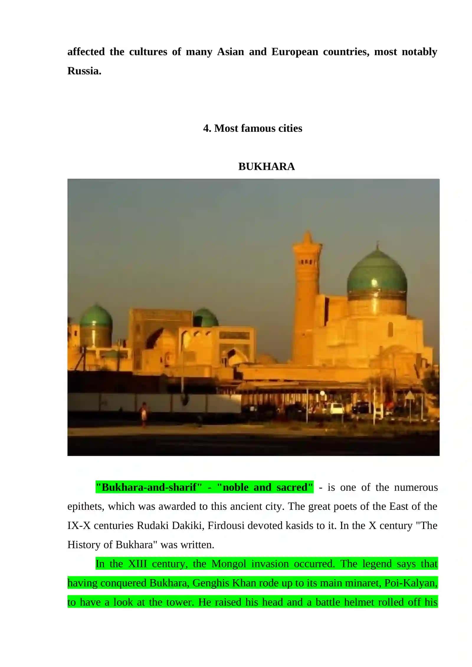 LECTURE 2. UZBEKISTAN IN MIDDLE AGES (IX – XV centuries) 4