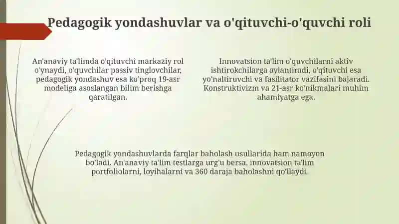 An'anaviy va innovatsion ta'limning qiyosiy tahlili 4