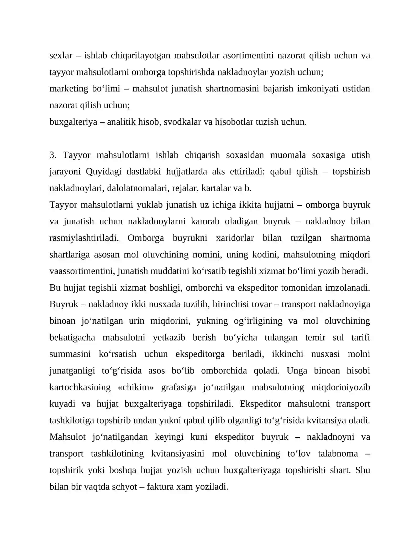 Tayyor mahsulot va uning sotilishini hisobga olish 4
