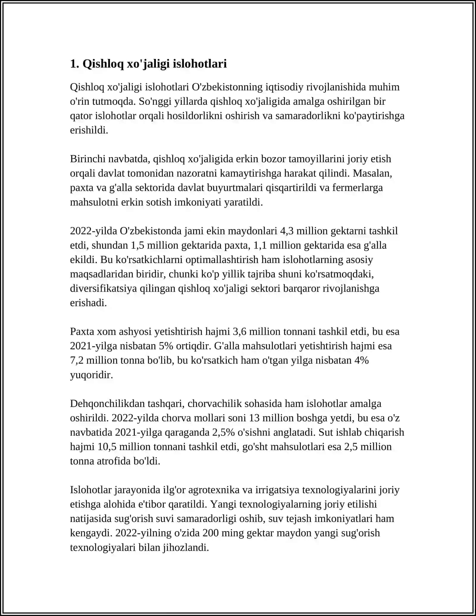 MUSTAQILLIK YILLARIDA QISHLOQ XO'JALIGI VA SANOAT SOHASIDAGI OʻZGARISHLAR 4