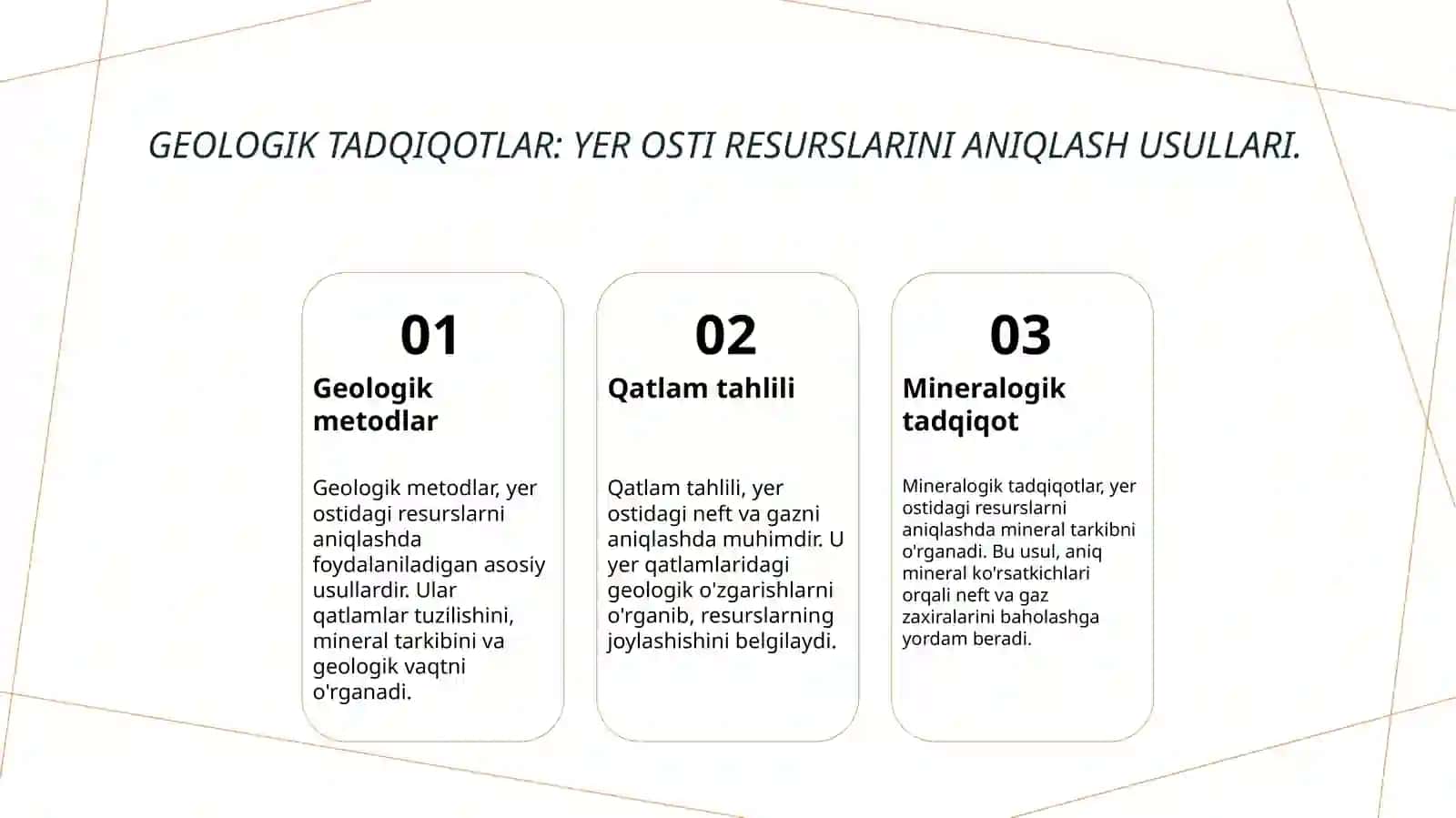 Yer bagʻrida neft gazining borligini bashoratlash usullari 4