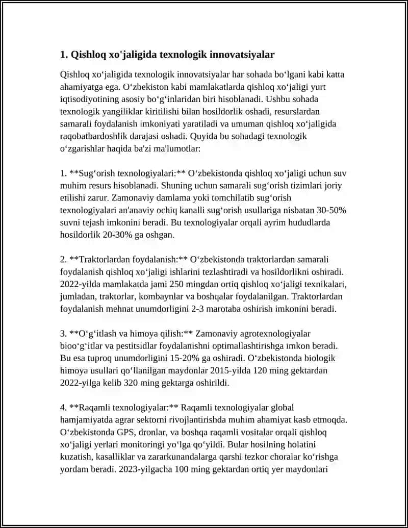 MUSTAQILLIK YILLARIDA QISHLOQ XOJALIGI VA SANOAT SOHASIDAGI O'ZGARISHLAR 4