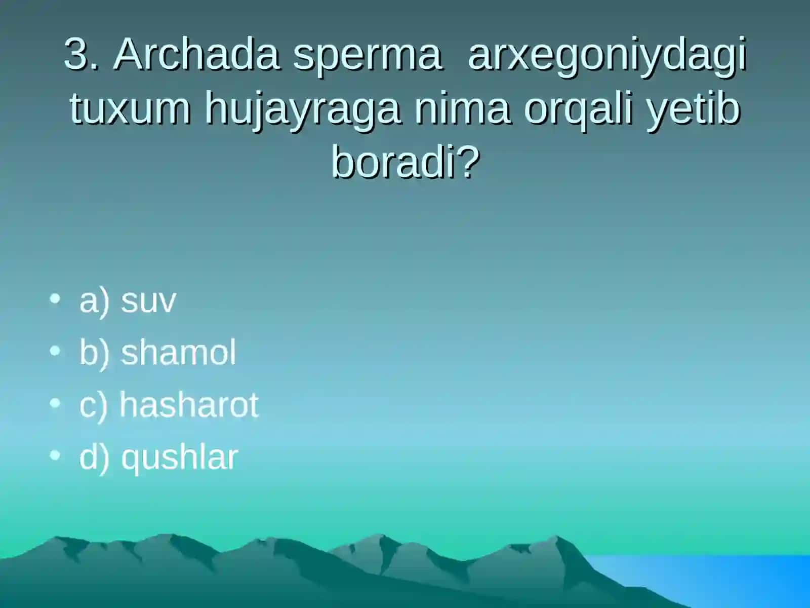 Virgin archasining vatani va bizning archadan farqini aniqlang? 4