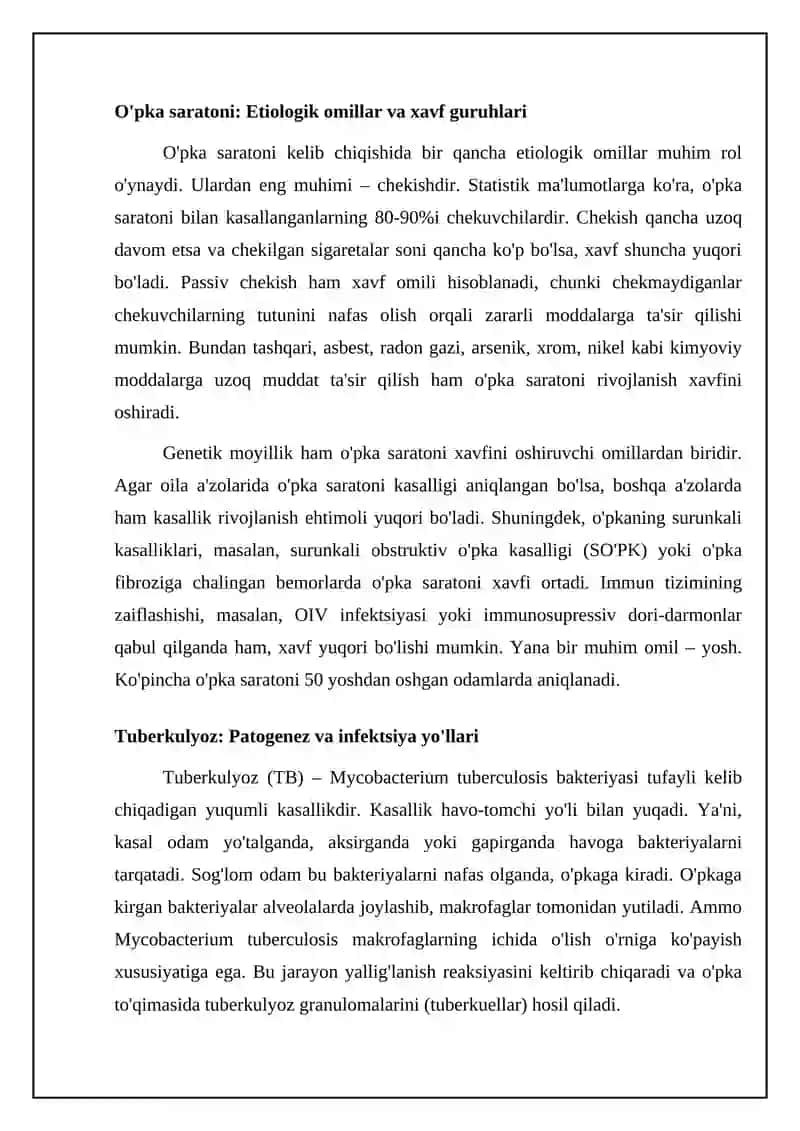 O'pka saratoni, tuberkulyoz va emfizema: etiologiya, patogenez va diagnostika 4