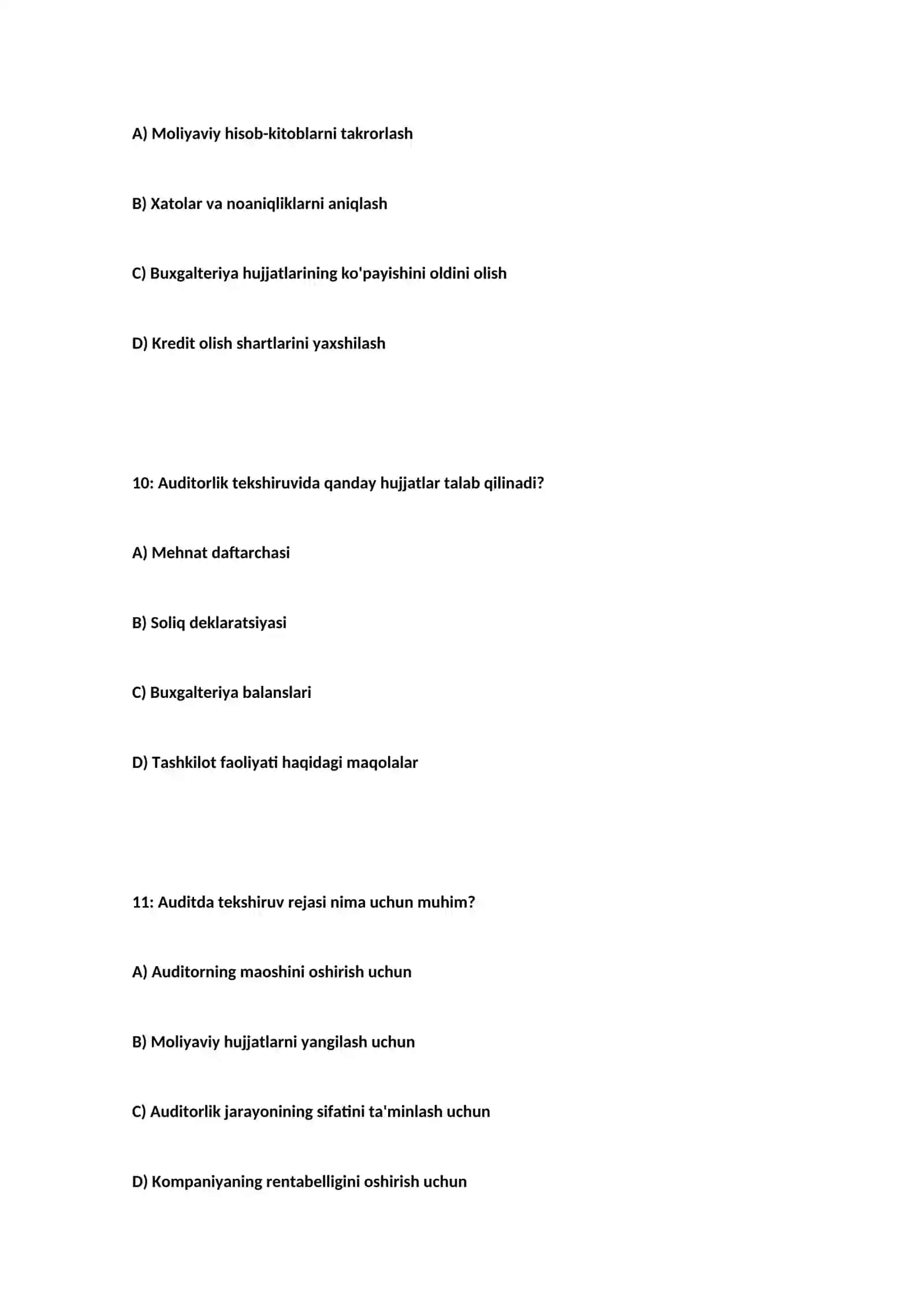 TEST Audit va audit faoliyati KRASVORD SAVOL VA JAVOBLARI 4