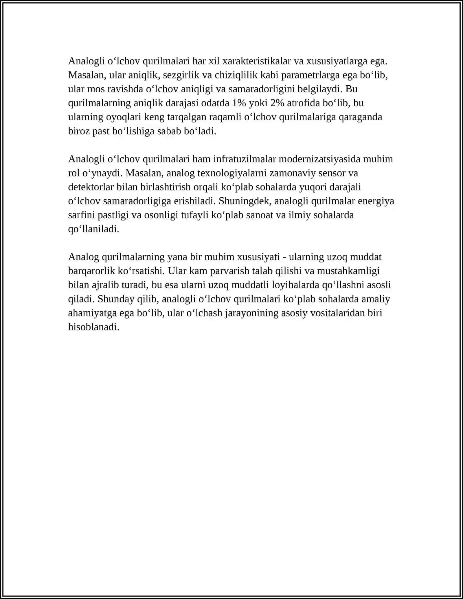 ANALOGLI O‘LCHOV QURILMALARINING AFZALLIK VA KAMCHILIKLARI 4