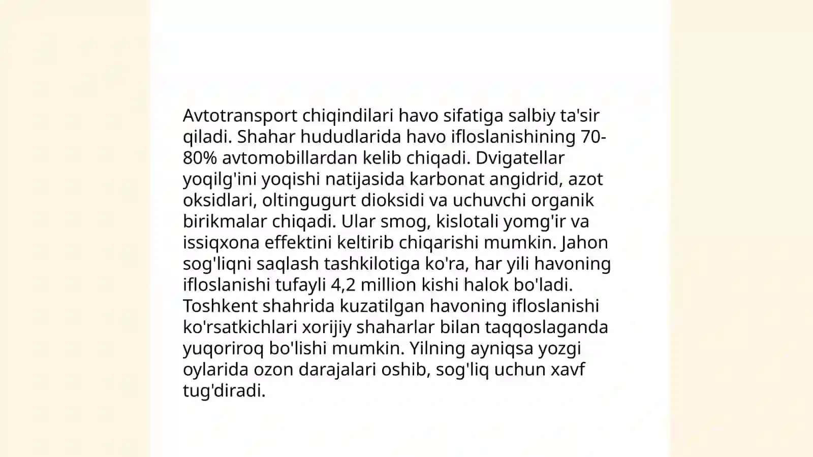 Atrof muhit kimyo sanoati,avtotransport, metallurgiya va boshqa korxonalar chiqindilari tasiri 4