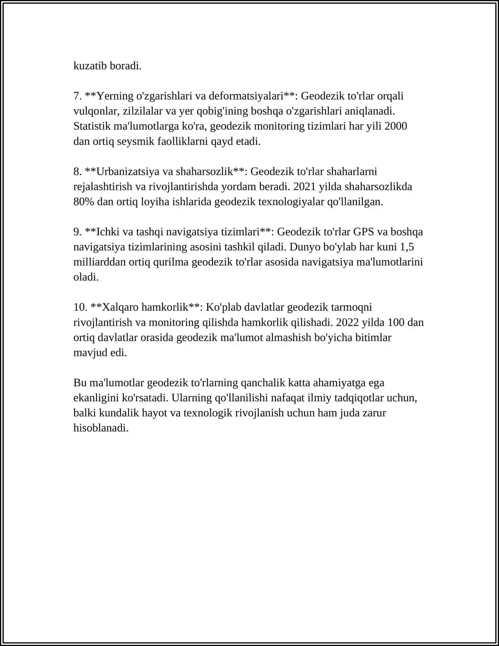 SPUTNIKAVIY O'LCHASHLAR YORDAMIDA GEODEZIK TORLAR 4