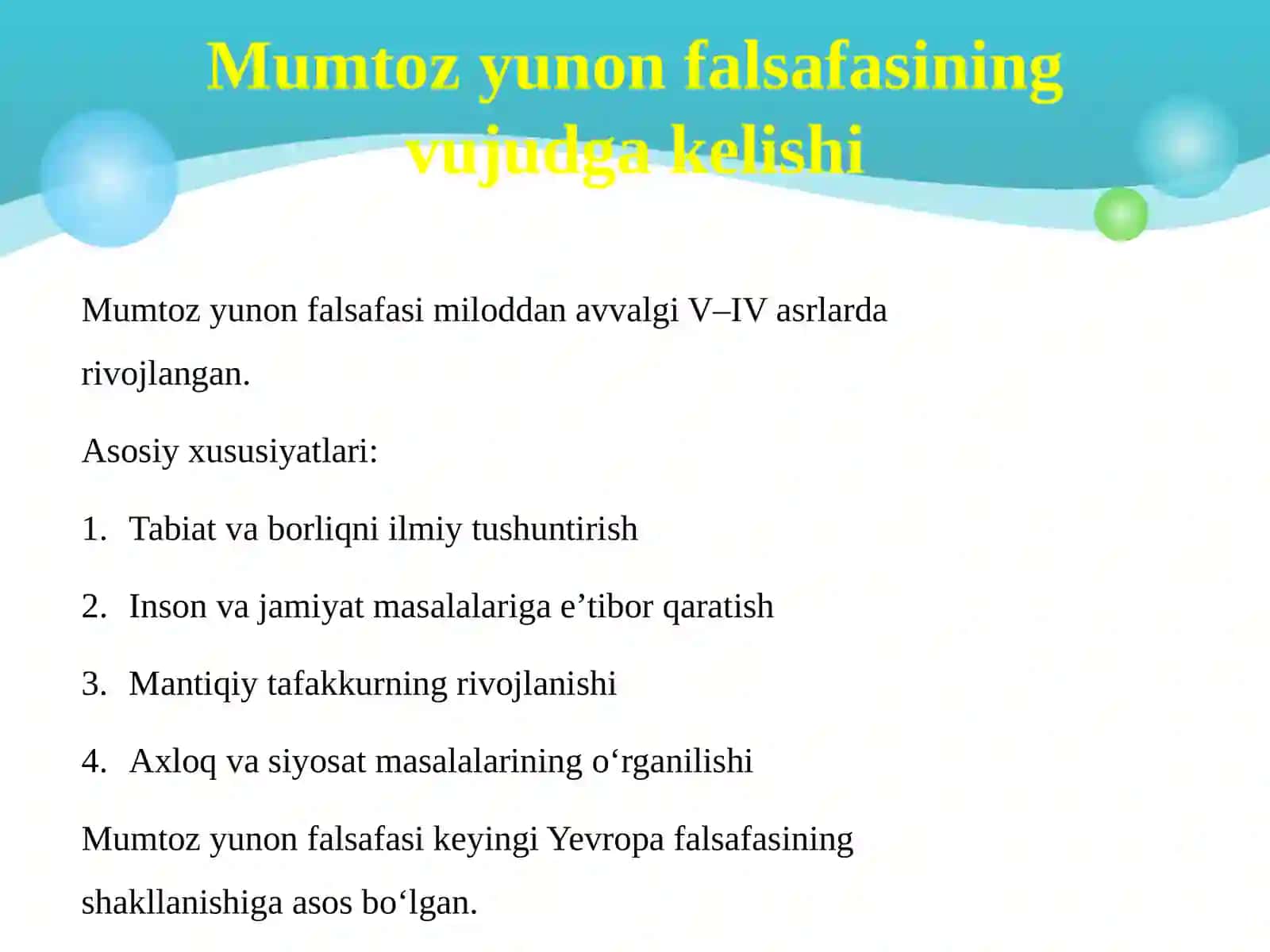 Mumtoz yunon falsafasi va Levkipp-Demokritning atomistik ta'limoti 4