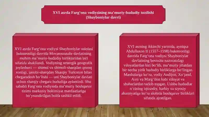 XVI-XVII asrda Farg'ona vodiysining ma'muriy-hududiy tuzilishi va boshqaruv tizimi 4
