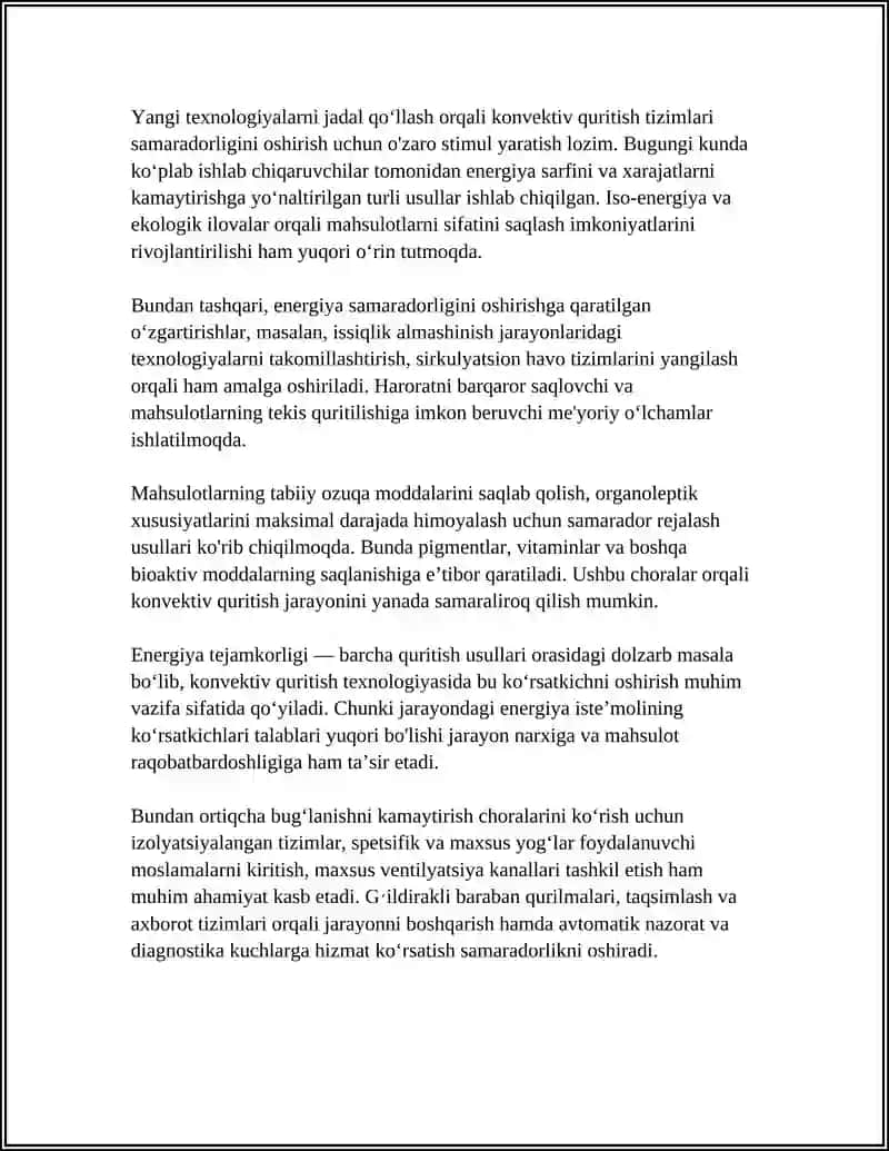 OZIQ-OVQAT MAHSULOTLARINI QURITISH TEXNALOGIYASI: USULLARI VA SAMARADORLIGI 4