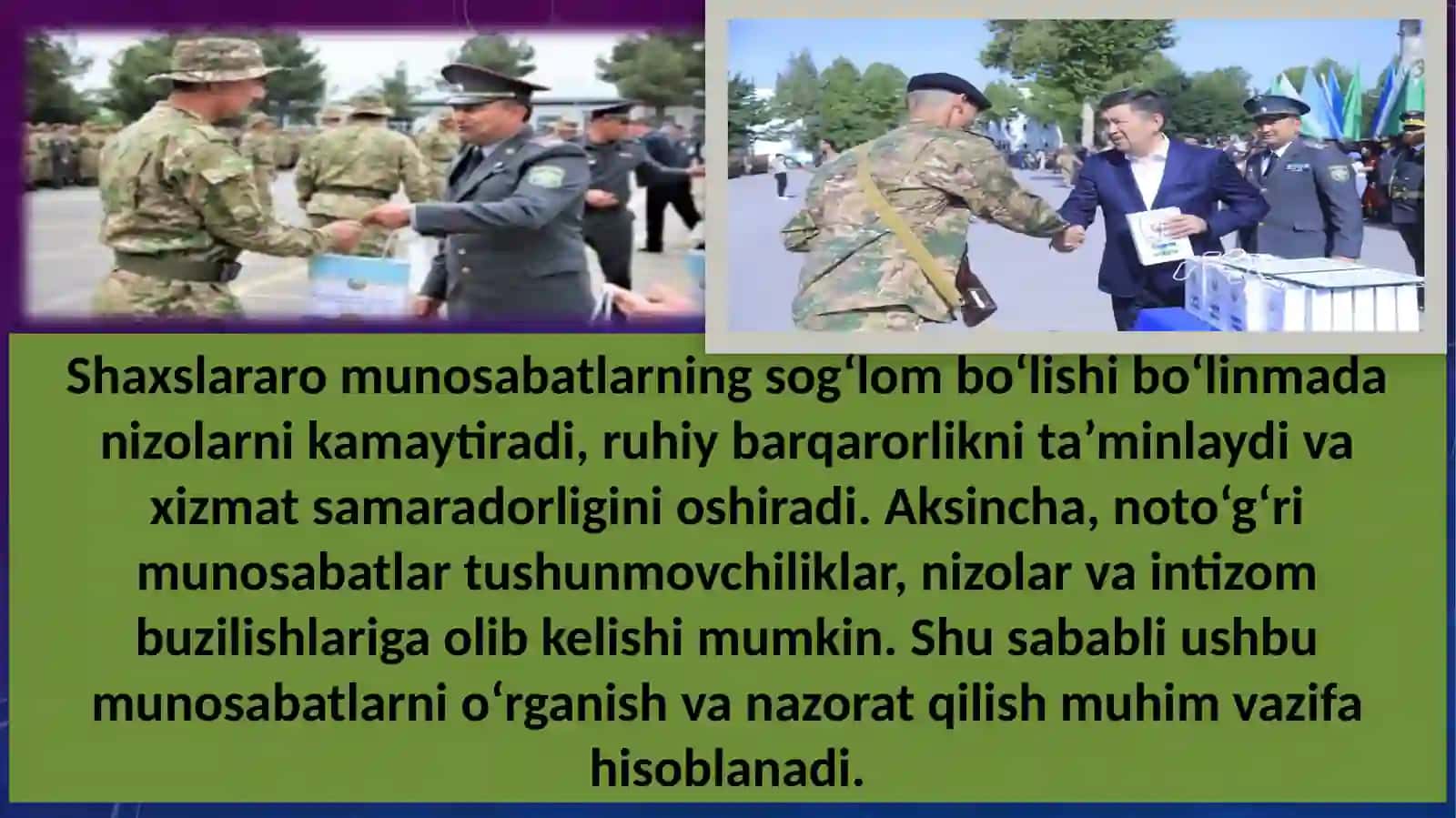 Bo‘linmalardaharbiyxizmatchilaro‘rtasidagishaxslararomunosabatlarnio‘rganishusuli 4