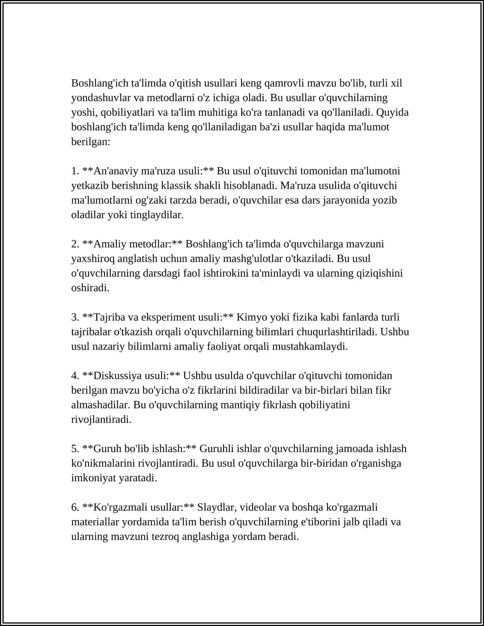 Boshlang'ich Ta'lim Mavzulari va Usullari 4