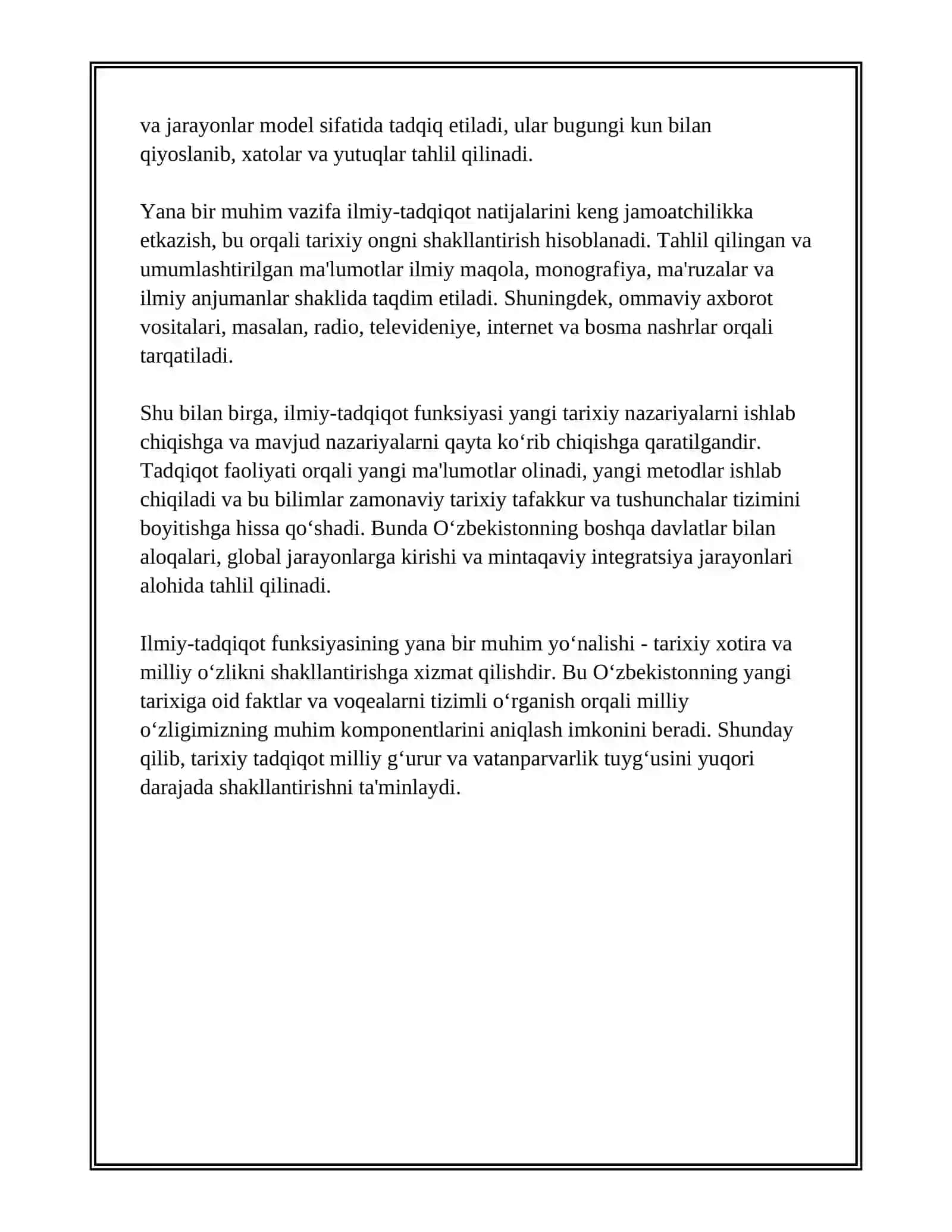 O'ZBEKISTONNING ENG YANGI TARIXINI O'RGANISH FUNKSIYALARI VA TAMOYILLARI 4