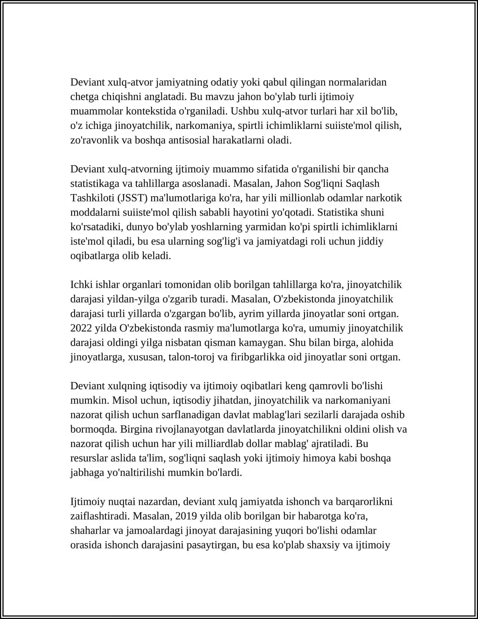 MUSTAQIL ISH Mavzu: DEVIANT XULQ- IJTIMOIY-PEDAGOGIK MUAMMO SIFATIDA 4