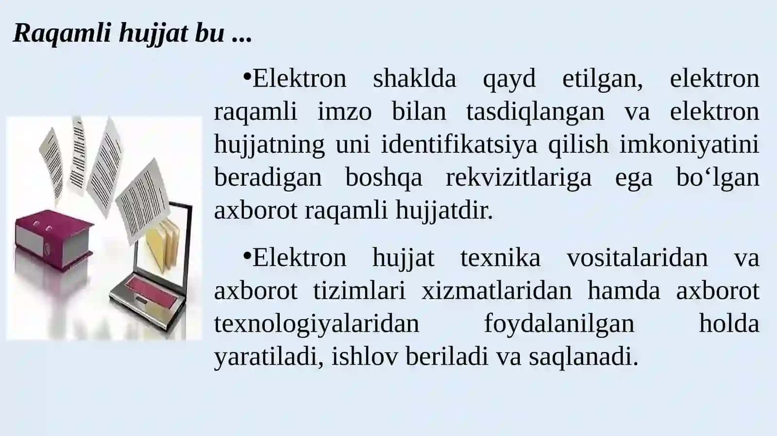 Raqamli hujjatlar va elektron arxivlarni yaratishning huquqiy-meyoriy asoslari 4