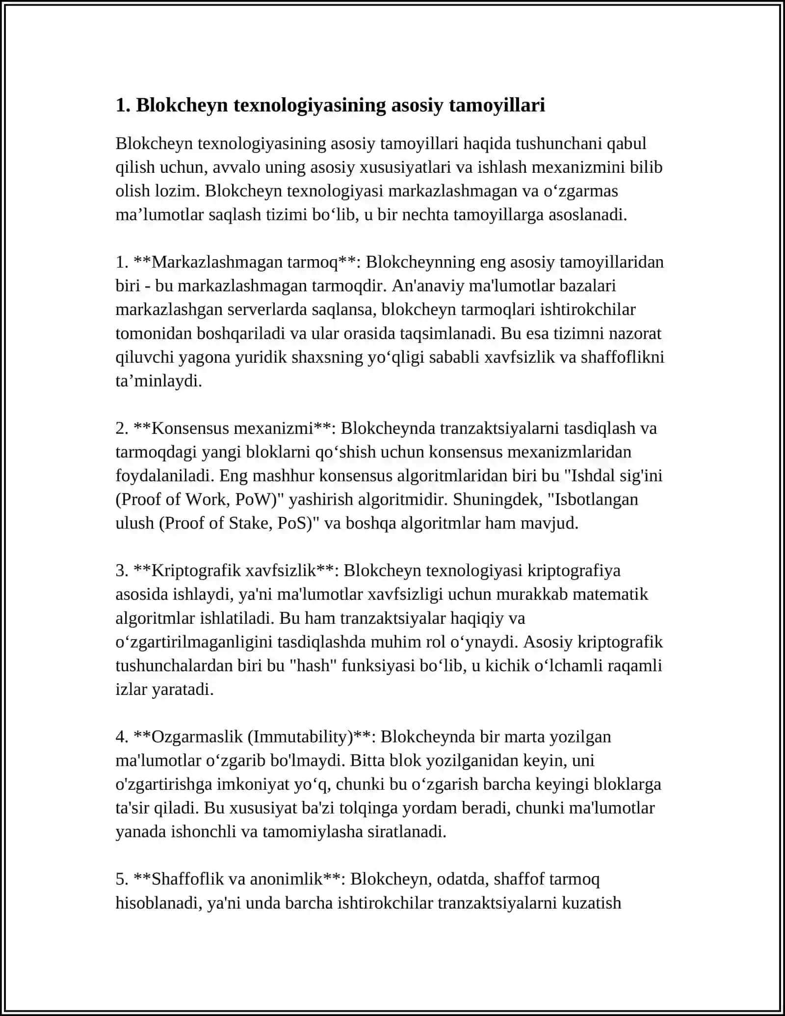 Blokcheyn Texnologiyalarining Jahon Miqyosidagi O‘rni, Roli va Uni Rivojlantirish Istiqbollari 4