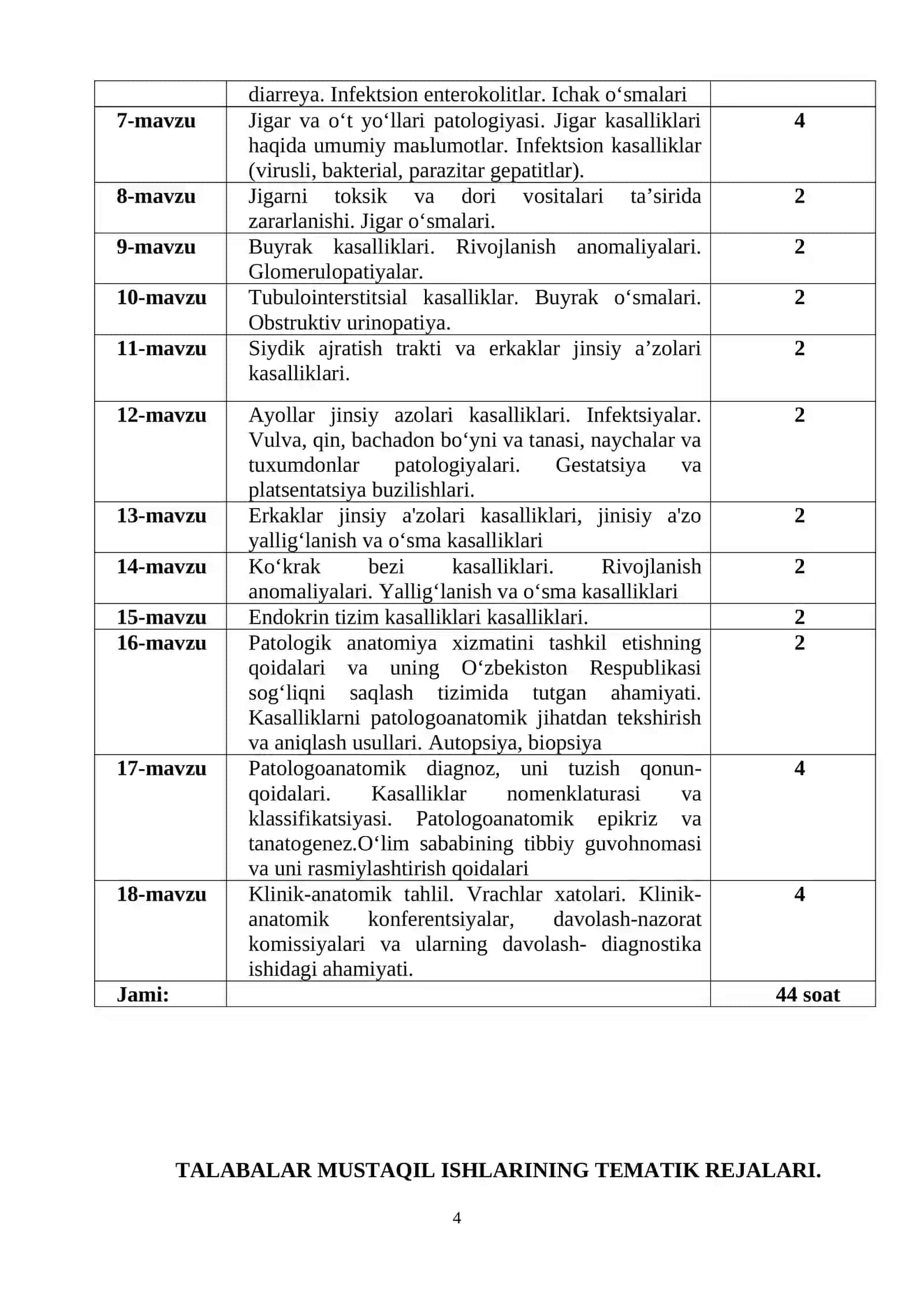 PATOLOGIK ANATOMIYA FANI MODUL DASTURI 4