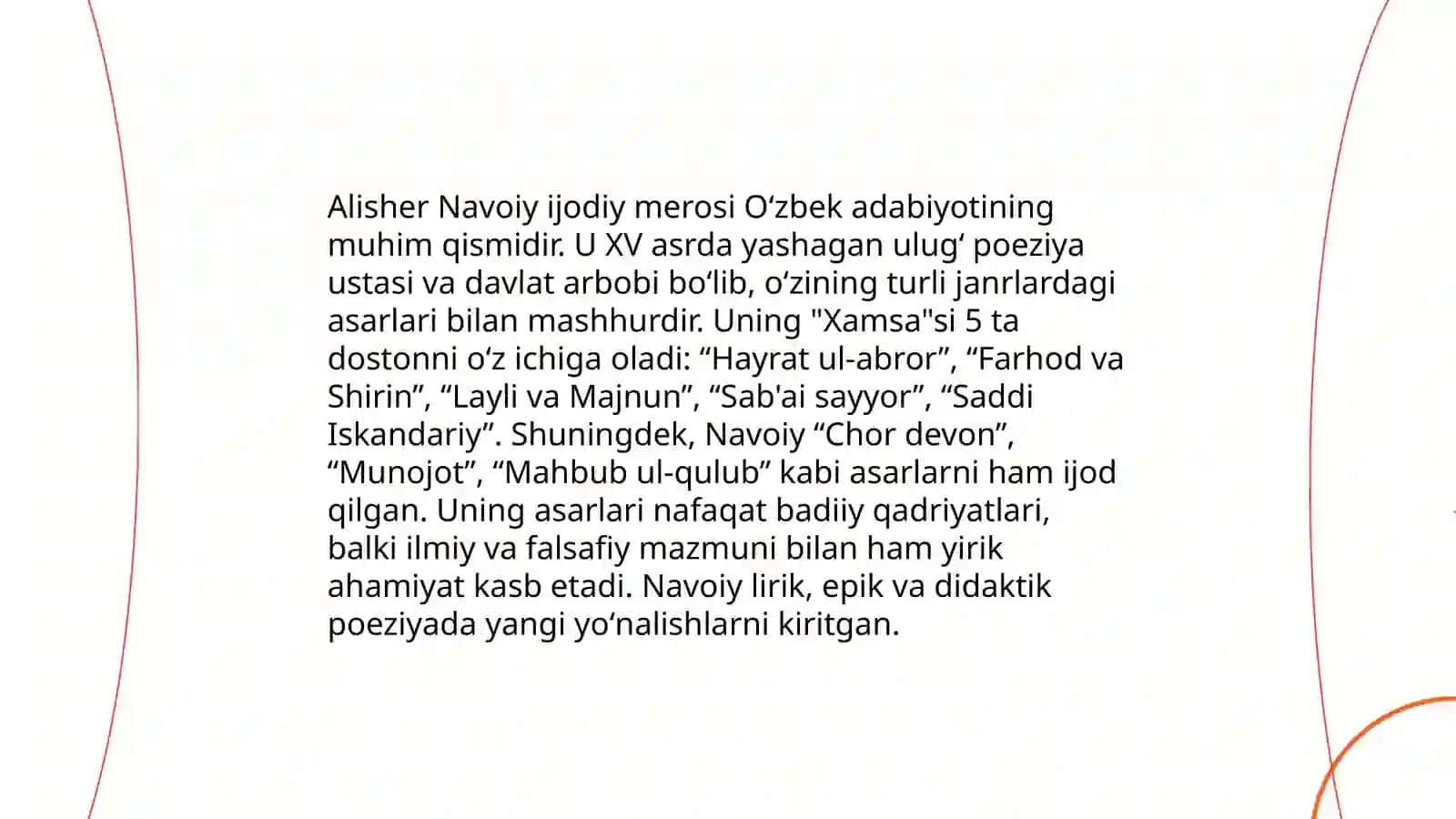 Alisher Navoiy - oʻzbek adabiy tilining asoschisi 4