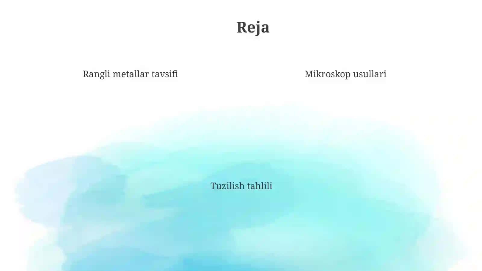 Ranglimetallarvaularningichkituzilishinimikroskopdao'rganish 4