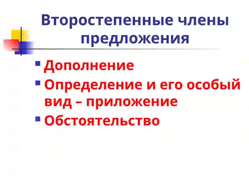 Второстепенные члены предложения. Определение. Дополнение. Обстоятельство. 4