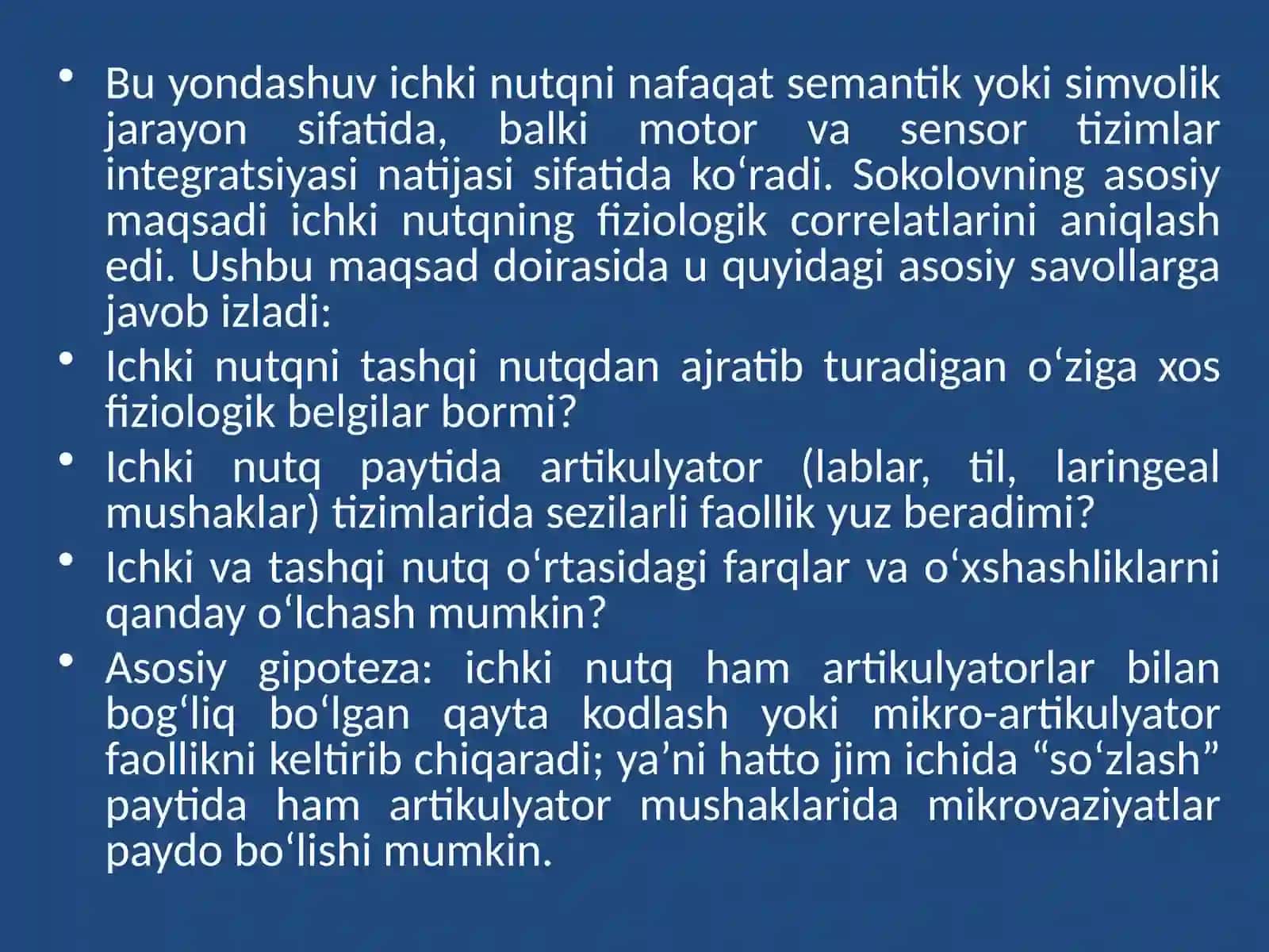 Ichki nutqning psixofiziologik tadqiq etish (A.N.Sokolov) 4