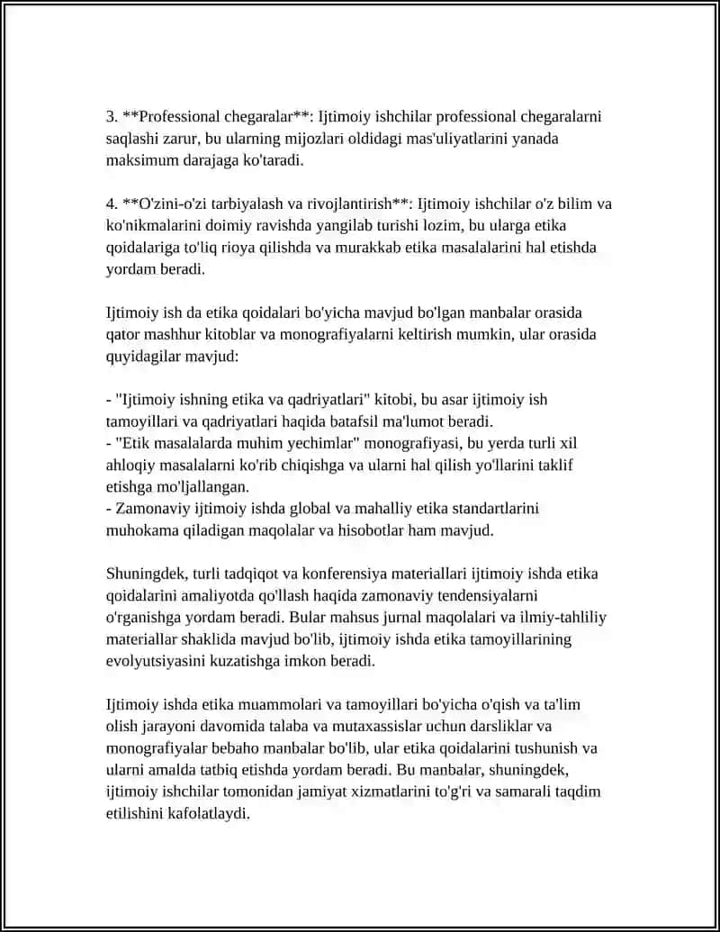 Darsliklar va monografiyalar ijtimoiy ishda etika 4