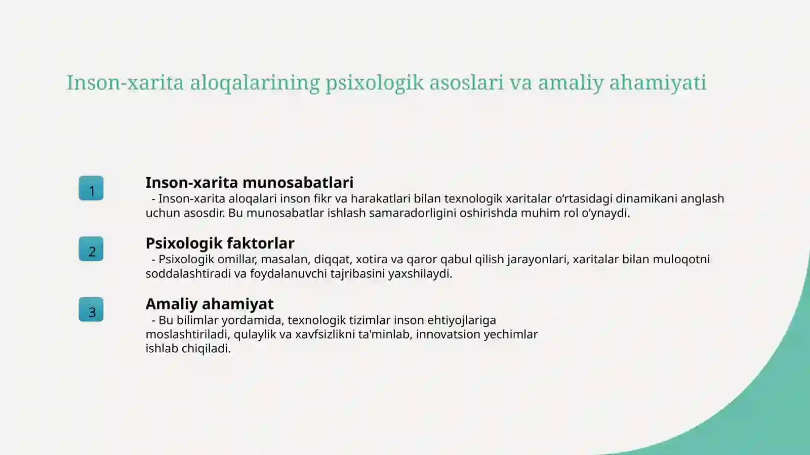 Muxandislik psixologiyasining fanlar tizimida tutgan o'rni 4