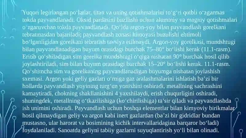 Elektr yoyi yordamida himoya gazlari muhitida payvandlash 4