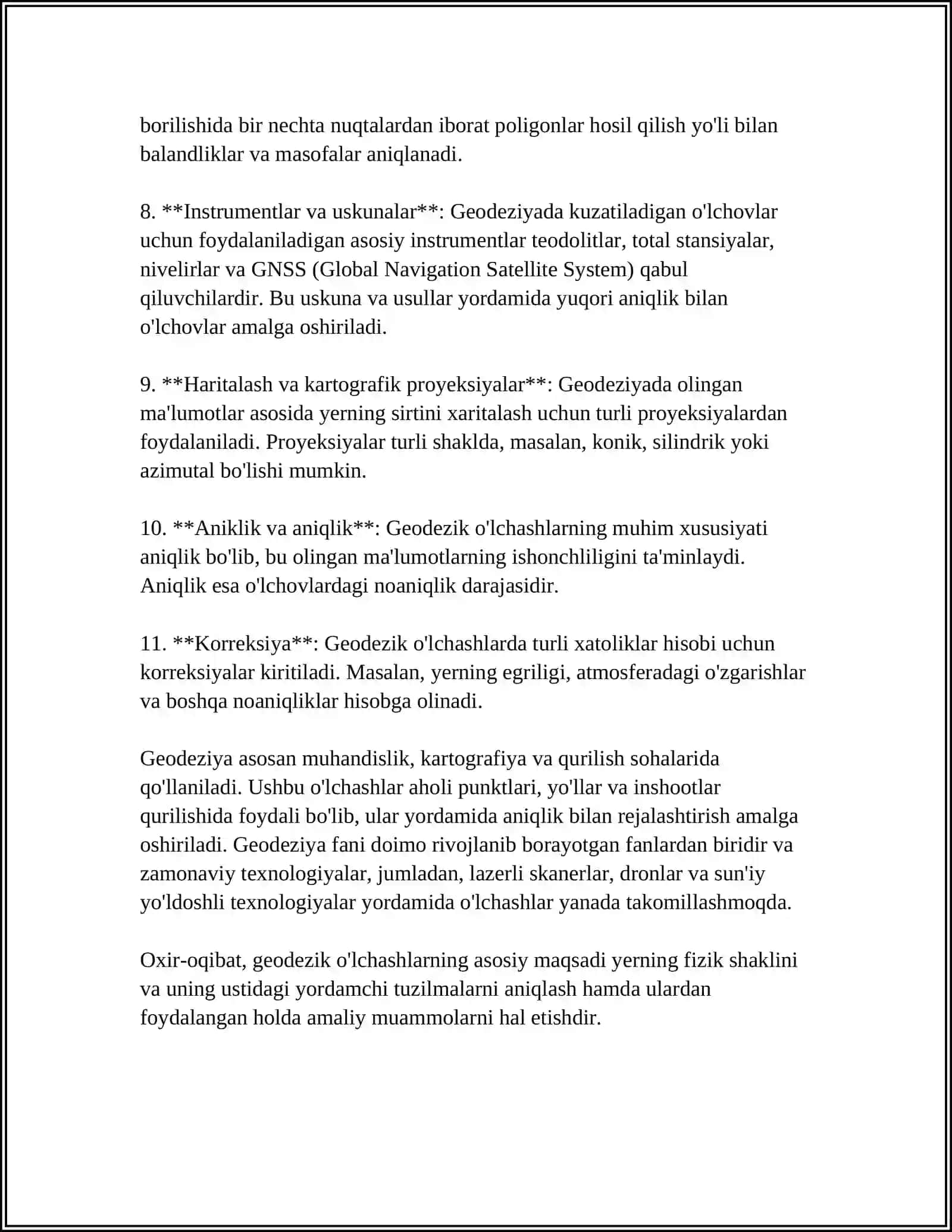 GEODEZIK O'LCHASHLAR. BURCHAK O'LCHASH ASBOBLARI. TEODOLITLARNI TUZILISHI, ULARNI TEKSHIRISH 4