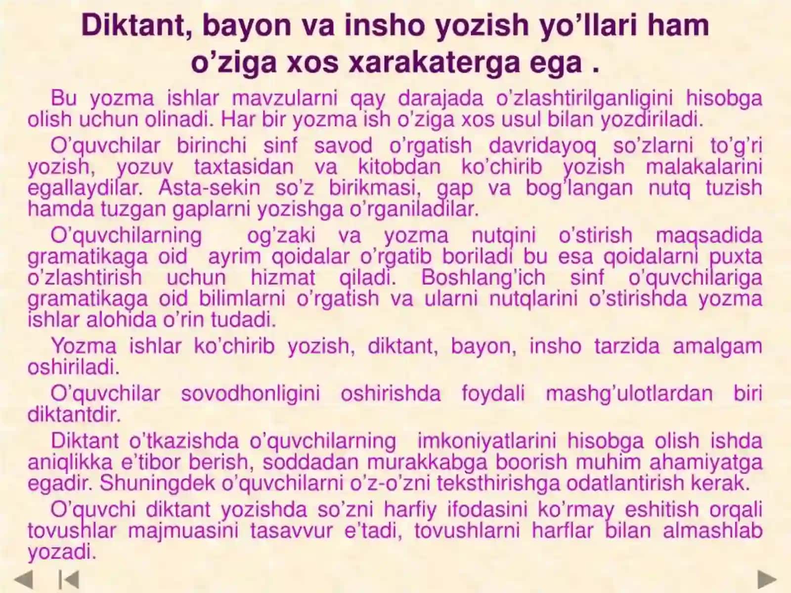 Ona tilidan nazorat darslarini tashkil etish (Ta'limiy vanazorat diktantlari) 4