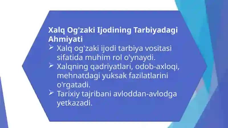 Xalq og’zaki ijodida tarbiyaga oid masalalarning ifodalanishi 4