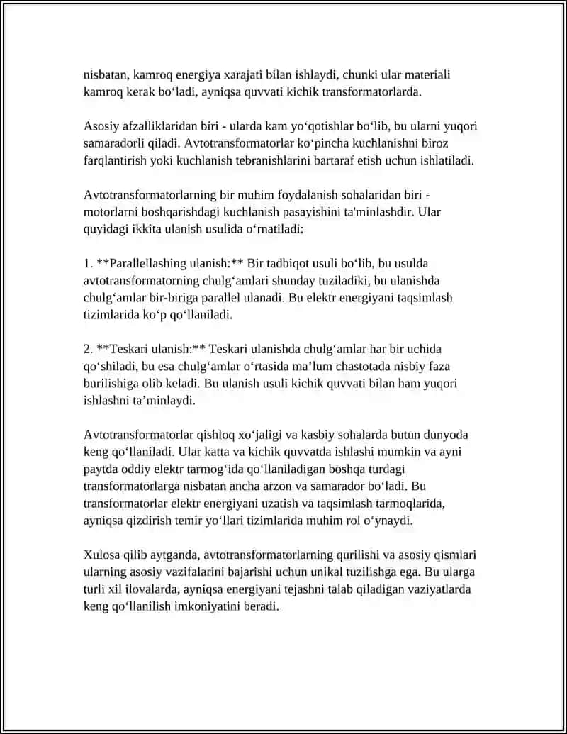 AVTO TRANSFORMATORLARNI TUZULISHI VA ULANISH USULLARI 4