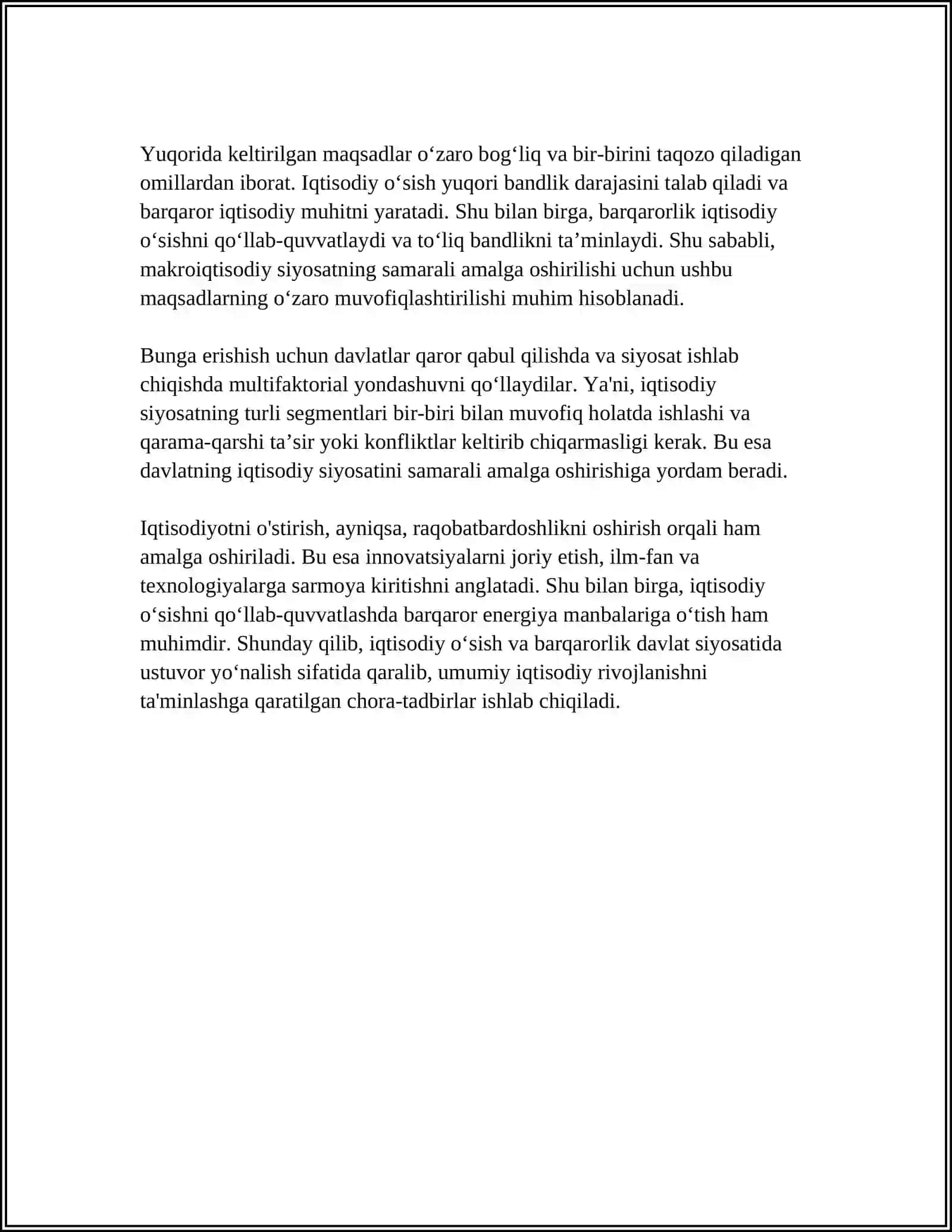 MAKROIQTISODIYOT SIYOSATINING MAQSADLARI VA ULARNING O'ZARO MUVOFIQLASHTIRILISHI 4